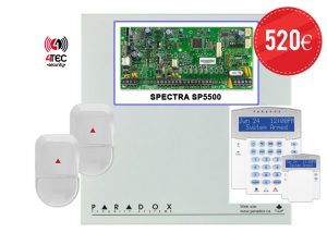 Σύστημα συναγερμού σπιτιού, τιμές σε Paradox SP 5500 με 2 Radar Paradox NV 500 και LCD πληκτρολόγιο